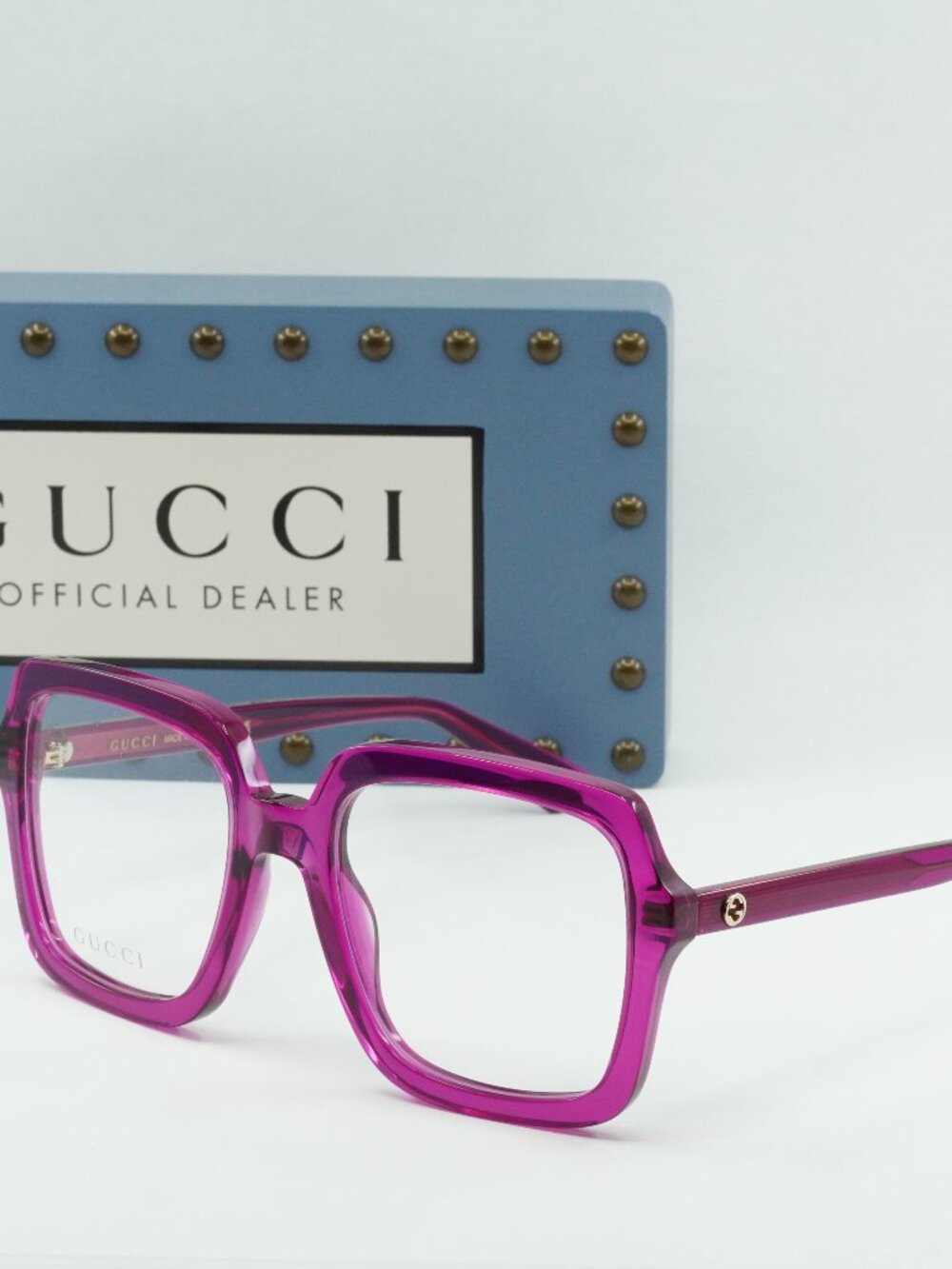 Gucci GG1318O 003 Square Eyeglasses - Transparent Fuchsia 55mm